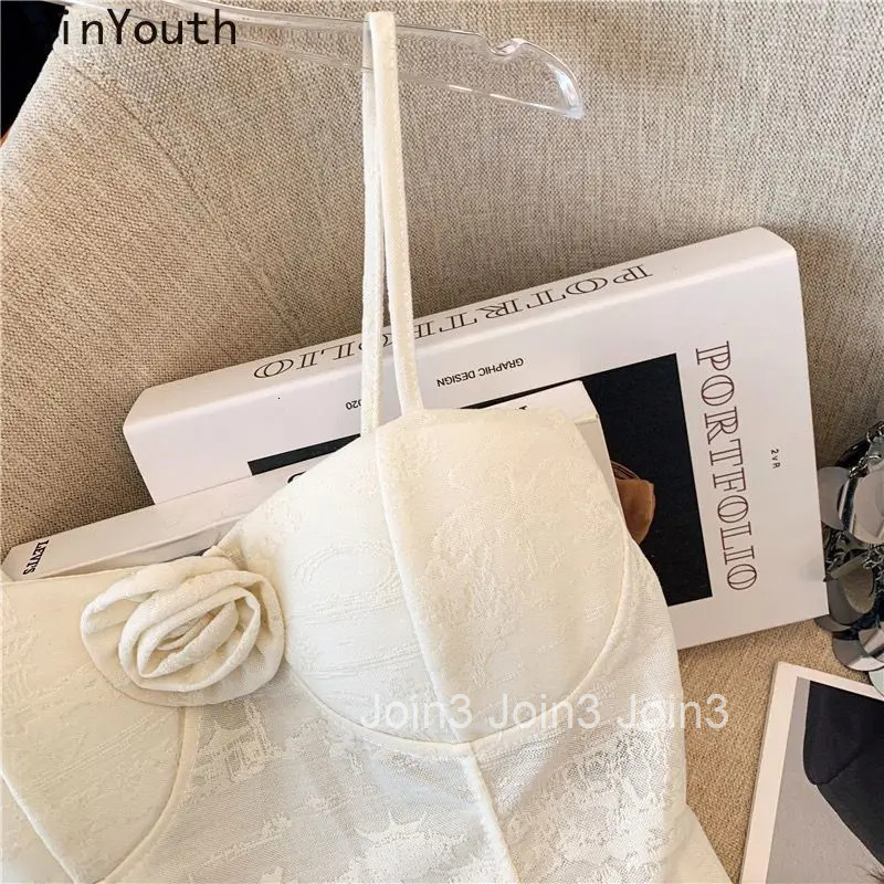 Sweet Tanks Women Clothing Fashion Irregular Crop Tops Slim Fit Backless Summer Camis 3D Floral Ruffles Vest 2025 Ropa Mujer