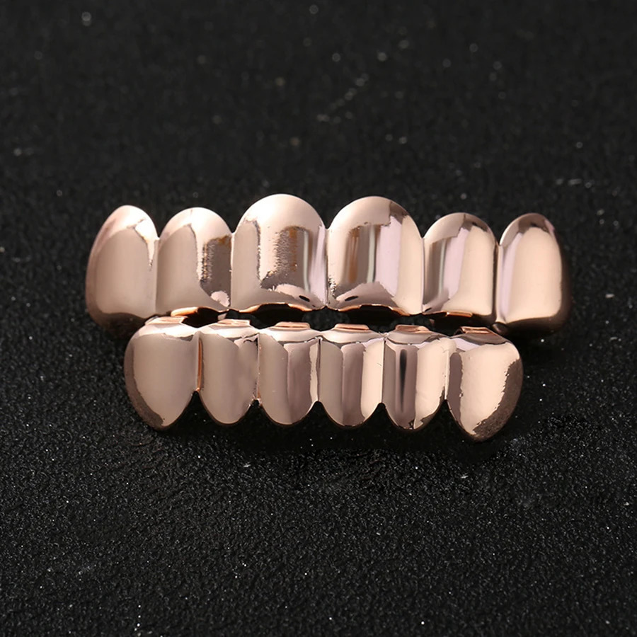 Classic Fashion 66 Teeth Hip Hop 14K Gold Plated Tooth Caps Decor Braces Dental Grills For Women Men Jewelry 250613