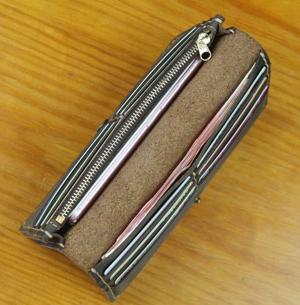 Handmade Genuine Leather Mens Long Wallet Clutch Bag Large Capacity Male Purse Money Clips Vintage Money Bag Phone Case Z250621