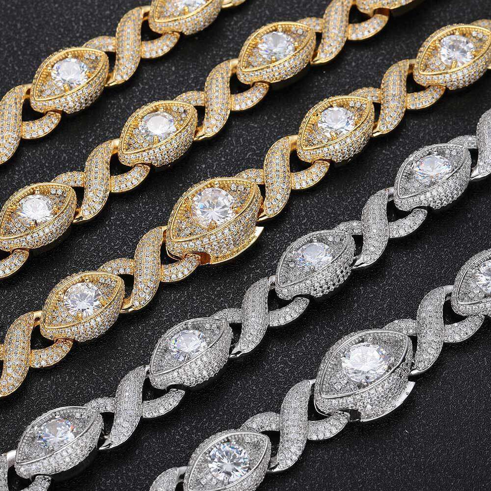 15mm Zircon Infinite Eye Figure-8 Cuban Hip-Hop Men's Necklace 2cc4