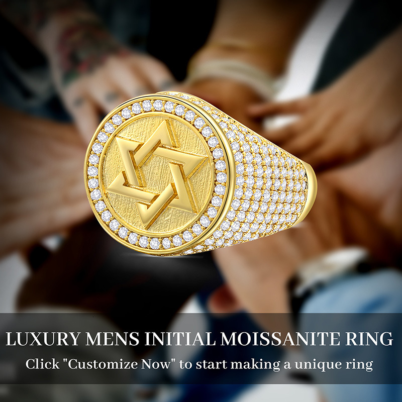 Luxury Jewelry Hot Sale Moissanite rings Bold Diamond Inlaid AG Freemasonry Cross Hip Hop Punk Men's Ring