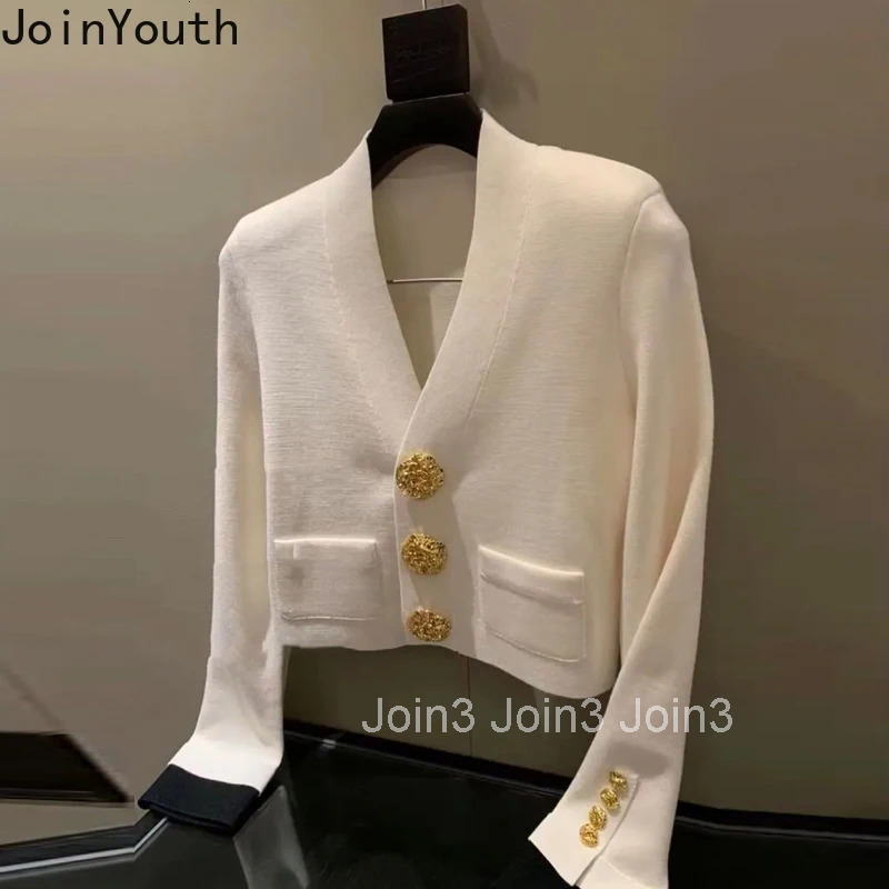 Temperament Pull Femme Korean Knitwear Sweater Coat 2025 Ropa Mujer Fashion Vintage Sueter Mujer Tunic Knitted Cropped Cardigan