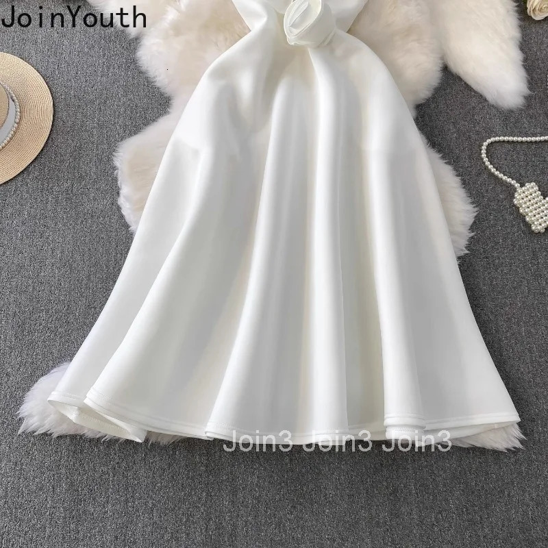 Party Dress Womens Clothing V-neck Slim Waist 3D Floral Robe Femme 2025 Vestidos De Mujer Temperament Summer A-line Dresses