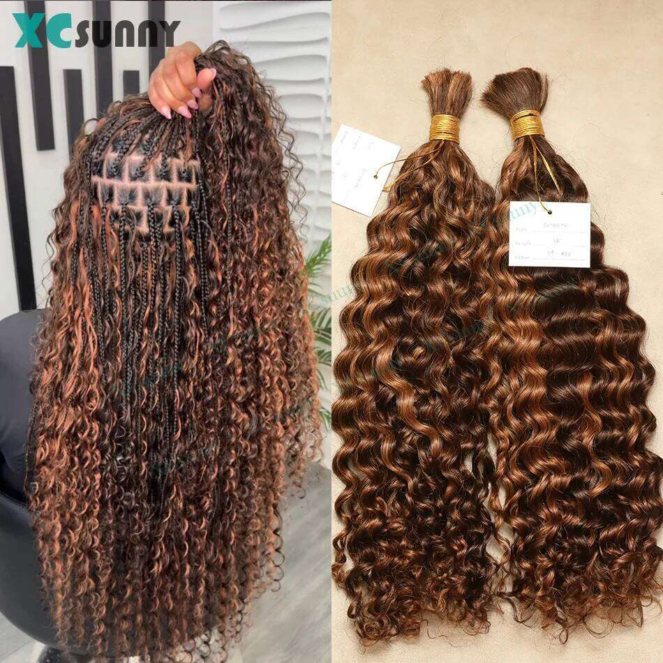 Braiding 4 30 Bulk Curly Human Hair For Boho Braids Double Drawn Bundles Wholesale