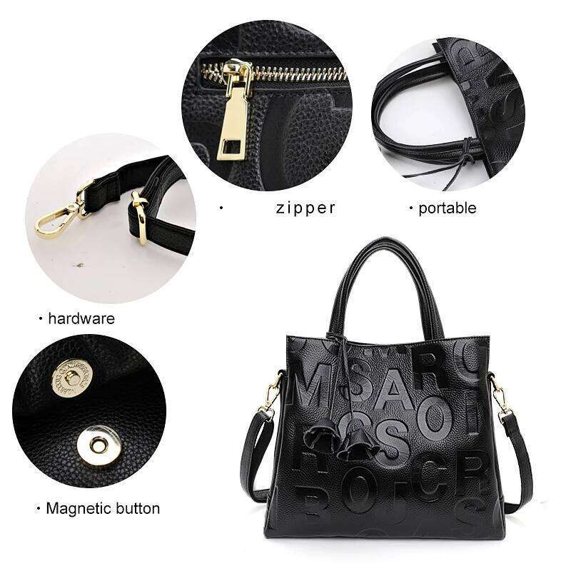 New Fashion Letter Printed Women's With High Quality And Large Capacity Cowhide Commuter Bag 2025/06/19
