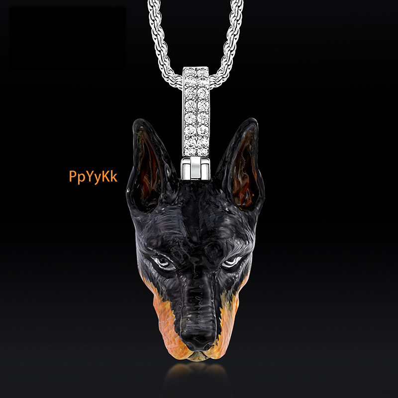 Bijoux de luxe Doberman Collier unisexe UNIQUE PENDANT ANIMAL NOUVEAU CHIM CHARM HIP HOP