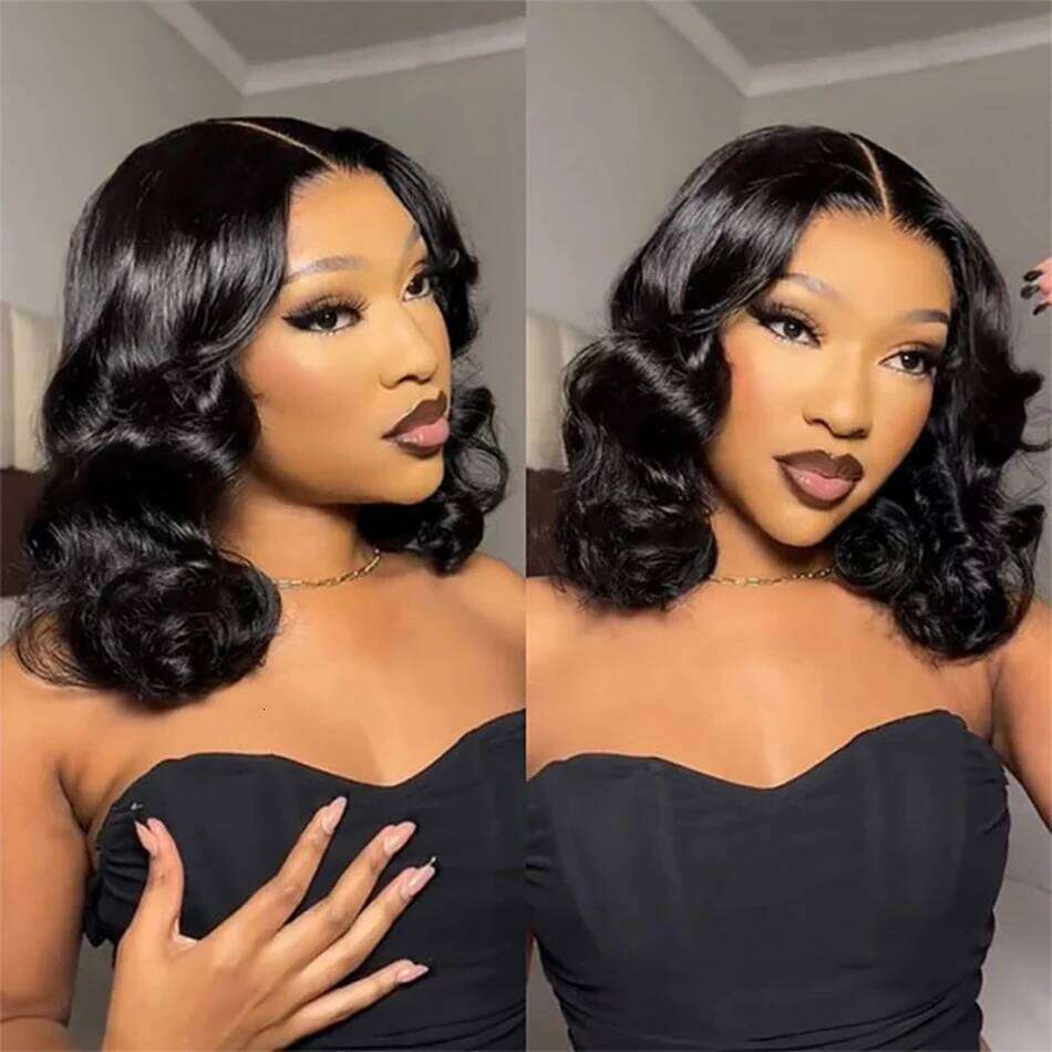 Body Wave Frontal 13x4 HD Transparent Lace Front Human Hair For Women Short Bob Wear and Go Glueless Wigs