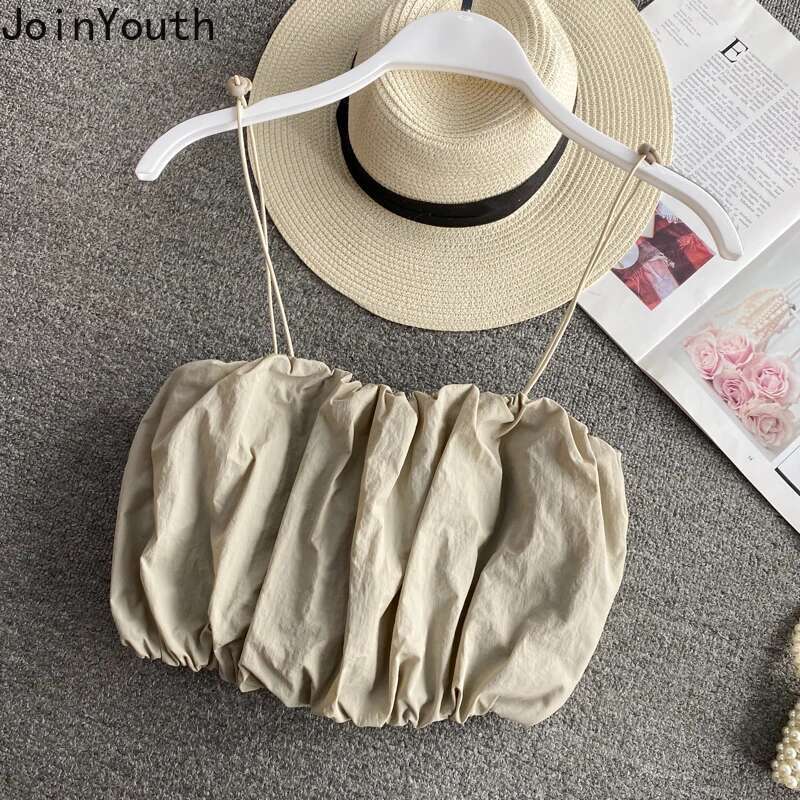 2025 Women Clothing Sexy Y2k Tops Solid Color Folds Korean Camis Crop Vest Ropa Mujer Fashion Summer Backless Tanks Ropa Mujer