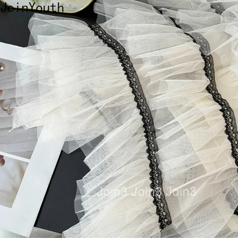 Sweet Summer Long Skirts Women 2025 Faldas Mujer De Moda High Waist A-line Jupe Ruffles Folds Skirts Patchwork Gauze Korean Saia