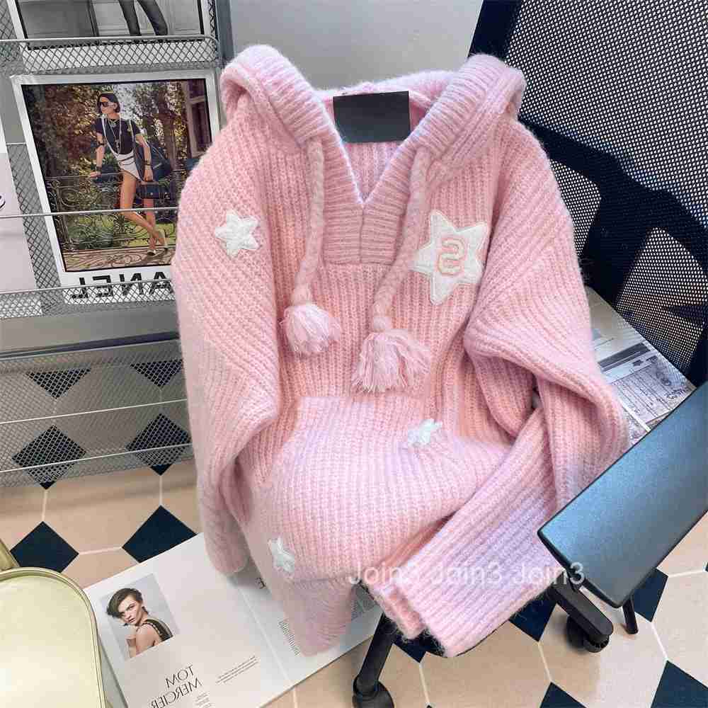 Sweet Sweater Women Clothing Star Hooded Jumper 2025 Ropa Mujer Pockets Casual Fashion Knitting Oversized Pullovers Pull Femme