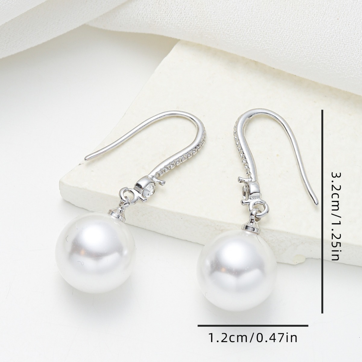 Korean And Japanese Style Pearl Personality Inlaid Zircon Design Studs Elegant High-End Earrings