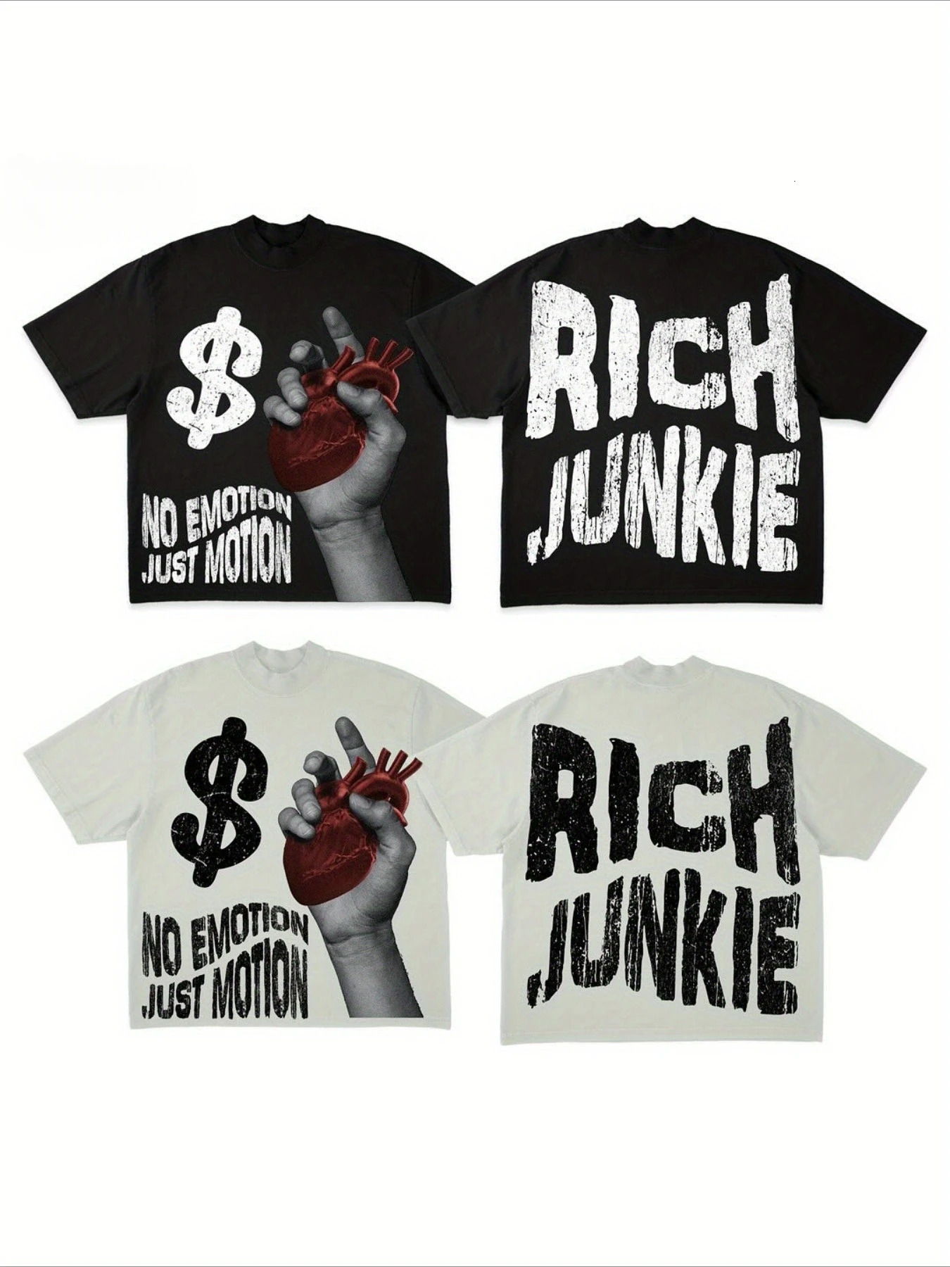 Y2K Rich Junkie Double Sided Printing Mens Cotton TShirt Soft And Comfortable Casual Versatile Printed 250614