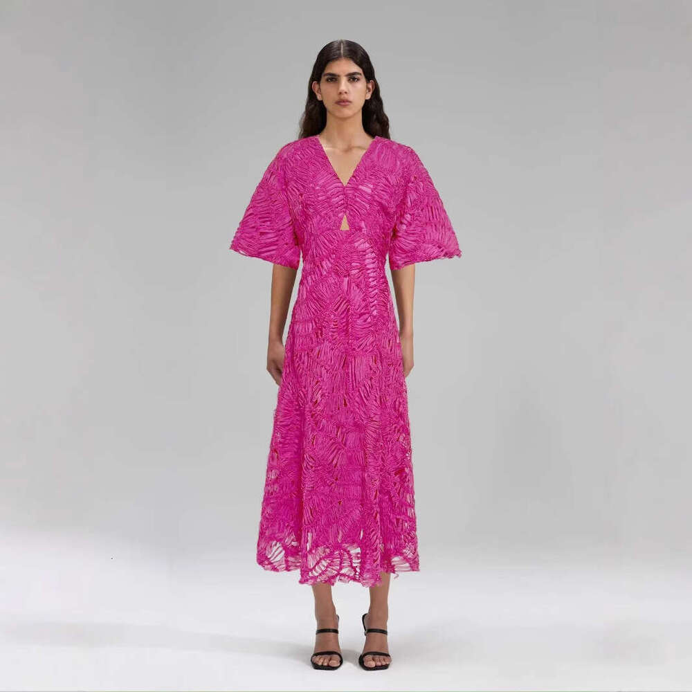 White Skirt Maxi Skirt Australia Spring New V Neck Puff Sleeve Hollow Out Solid Color Long Dress For Women Long Skirt