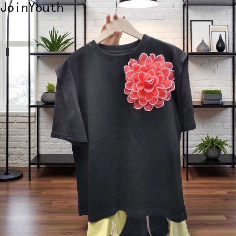 2025 Women Clothing Summer T Shirts 3D Floral White Tees Ropa Mujer Short Sleeve O-neck Camisetas Casual Fashion Loose T-shirt