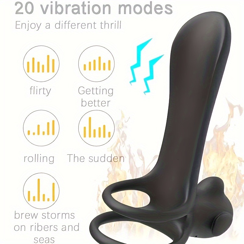 Unisex Vibrating Delayed Licking Dog Electric Locking Double Ring Sleeve Wireless Adult Male Products Toys