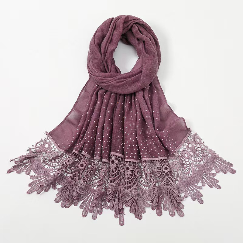T1037 New monochrome swallowtail lace lace diamond scarf headscarf hot sale fashion cotton shawl