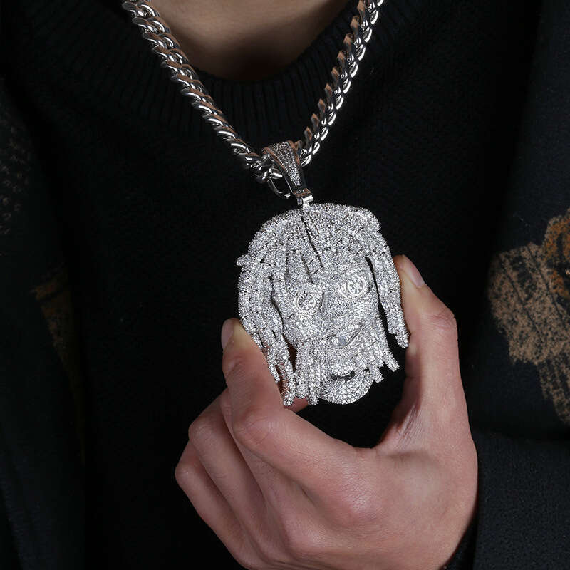 Hip Hop Oversized Portrait Pendant Micro Paved Zircon Unisex Trendy Accessory