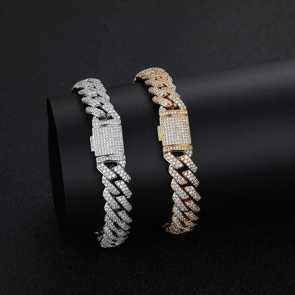 10mm Dia-Shaped Cuban Chain Zircon Necklace Trendy Brand Personality Hip-Hop Men's Bracelet Jewelry c6b6