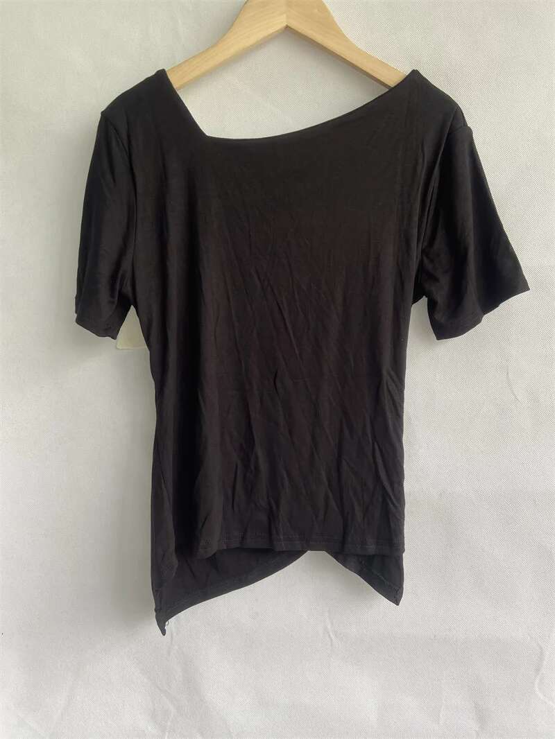 Cotton Woman Tshirts Short Sleeve Folds Tees Fashion Irregular Summer T Shirts 2025 Ropa Mujer Korean Temperament Tops Femme