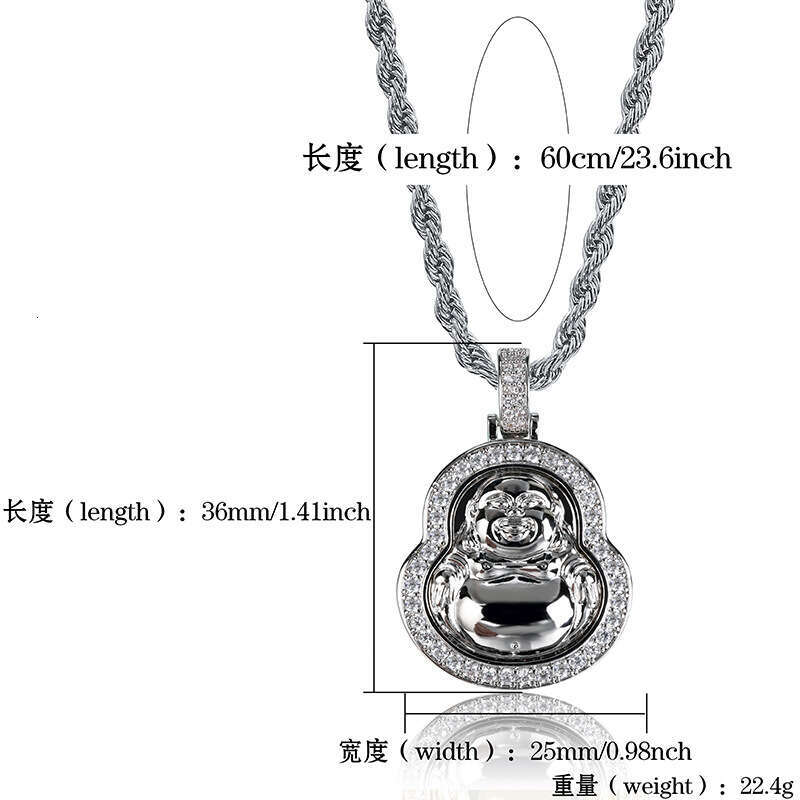Maitreya Buddha Pendant Micro Paved Full Zircon Men's Trendy Hip Hop Jewelry