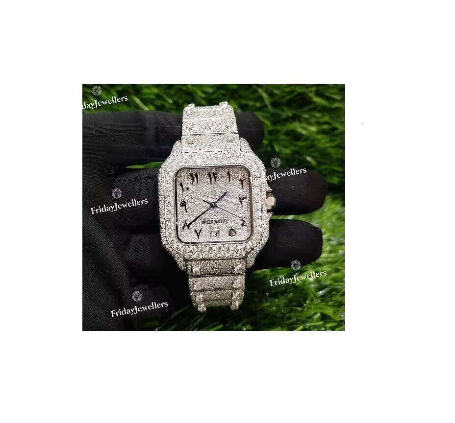 High-Quality Hip Hop Wristwatches Luxury Iced Out Custom Automatic Mechanical Moissanite Dial Watch for Men and Women
