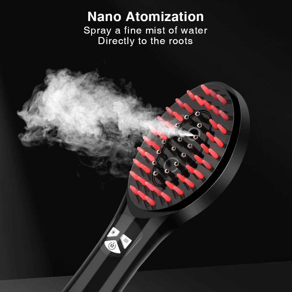 Electric Spray Massage Head Meridian Vibration Massager 660nm Red Blue Light Comb Scalp Applicator Anti Hair Loss