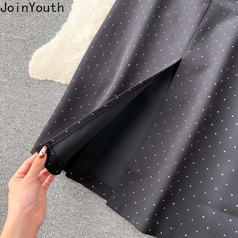 Women Clothing Temperament Two Piece Sets Long Sleeve Loose Shirt High Waist Skirts Outfits Roupas Femme Vintage Polka Dot Suit