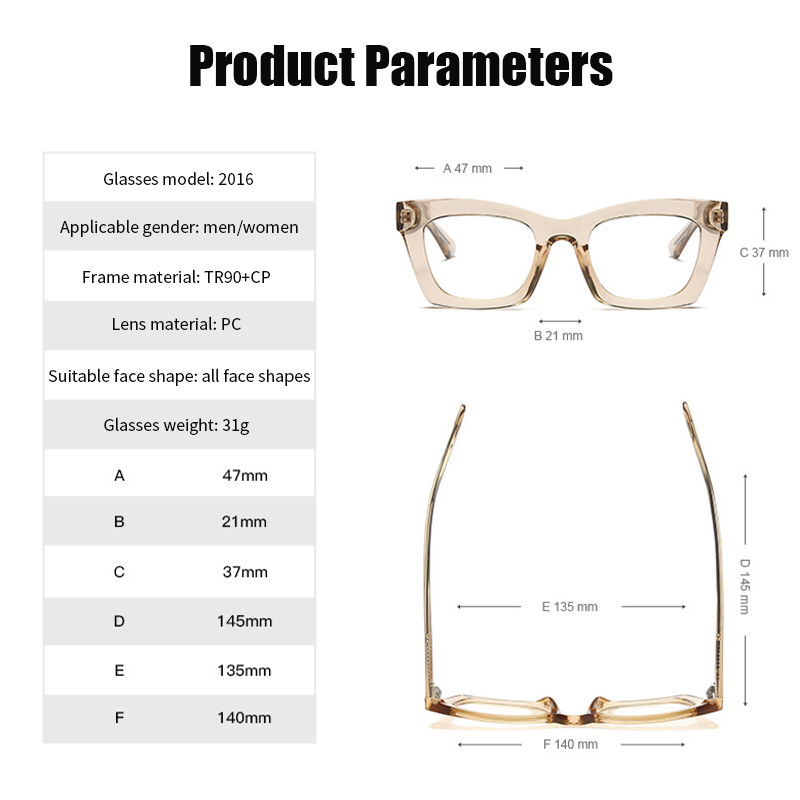 Oversized Square Glasses for Women Fashion Retro Clear Lens Blue Light Blocking Eyewear