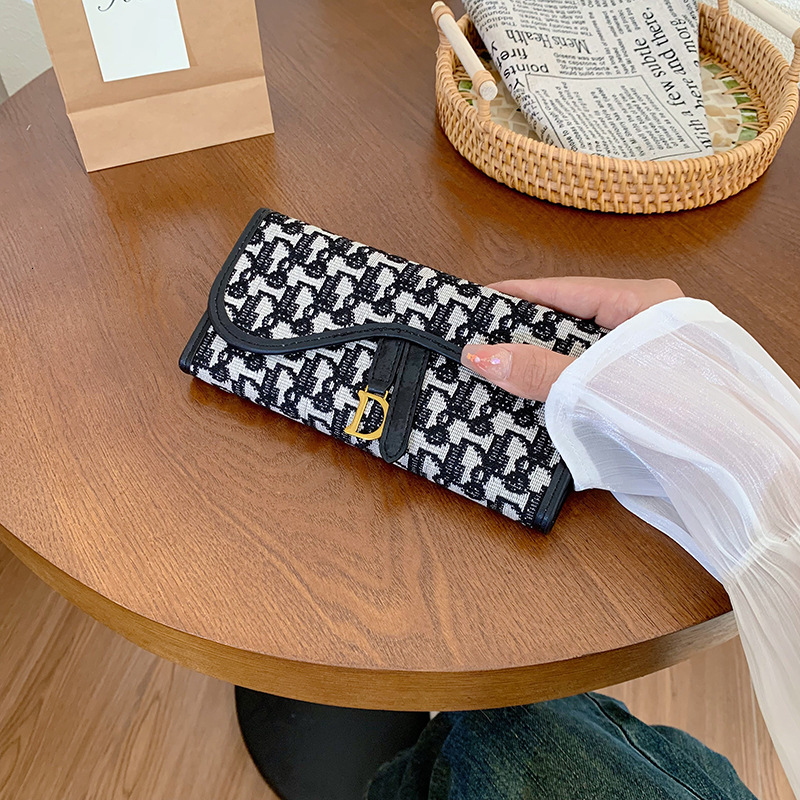 New Luxury Wallet Unisex Travel Uxury Wallet Classic Canvas High Capacity Zipper White Multicolor Coin Pocket ID Window Coin Purse