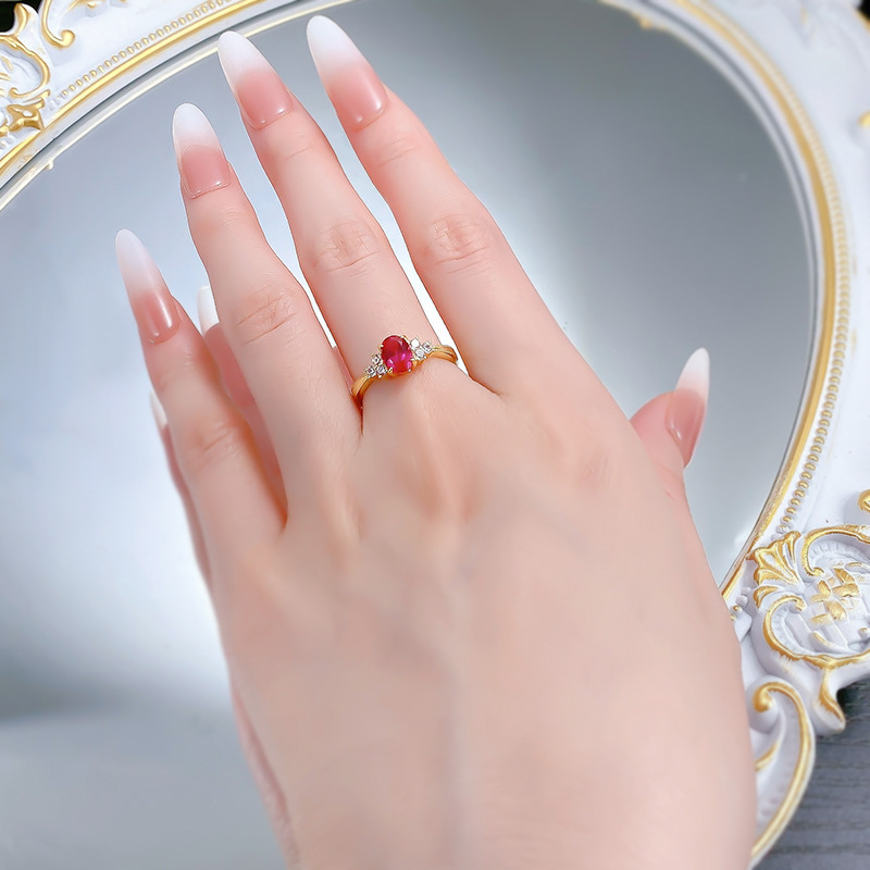 Choucong Vintage Fashion Jewelry Genuine 100% 925 Sterling Silver Oval Cut Red Garnet Lab Moissanite Diamond Party Eternity Women Wedding Bridal Ring 