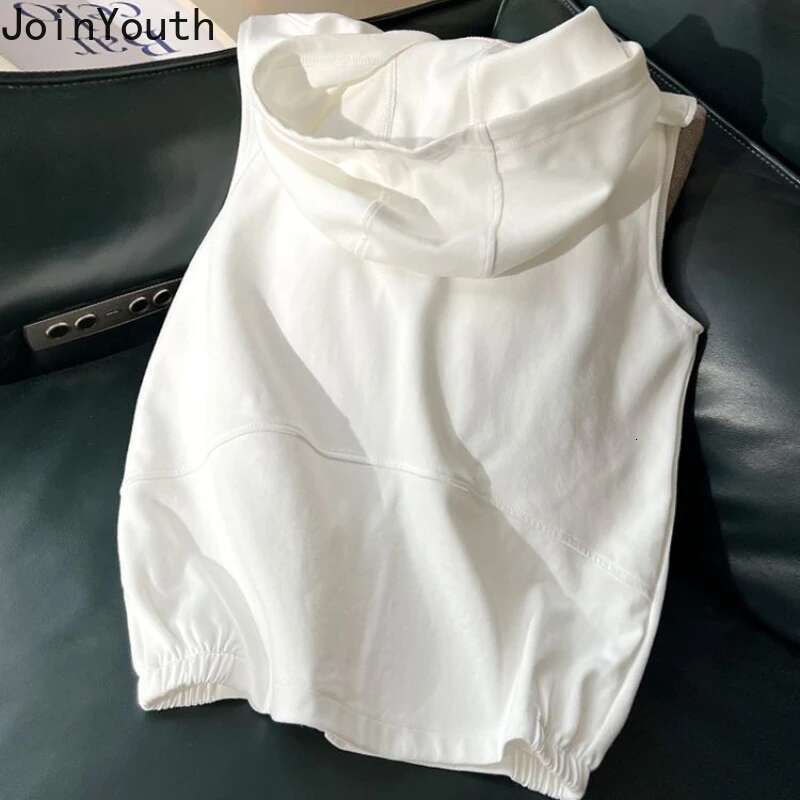 Korean Streetwear Hoodies for Women 2025 Ropa Mujer Hooded Sleeveless Oversized Vest Y2k Tops Casual Zipper Fashion Sweatshirts