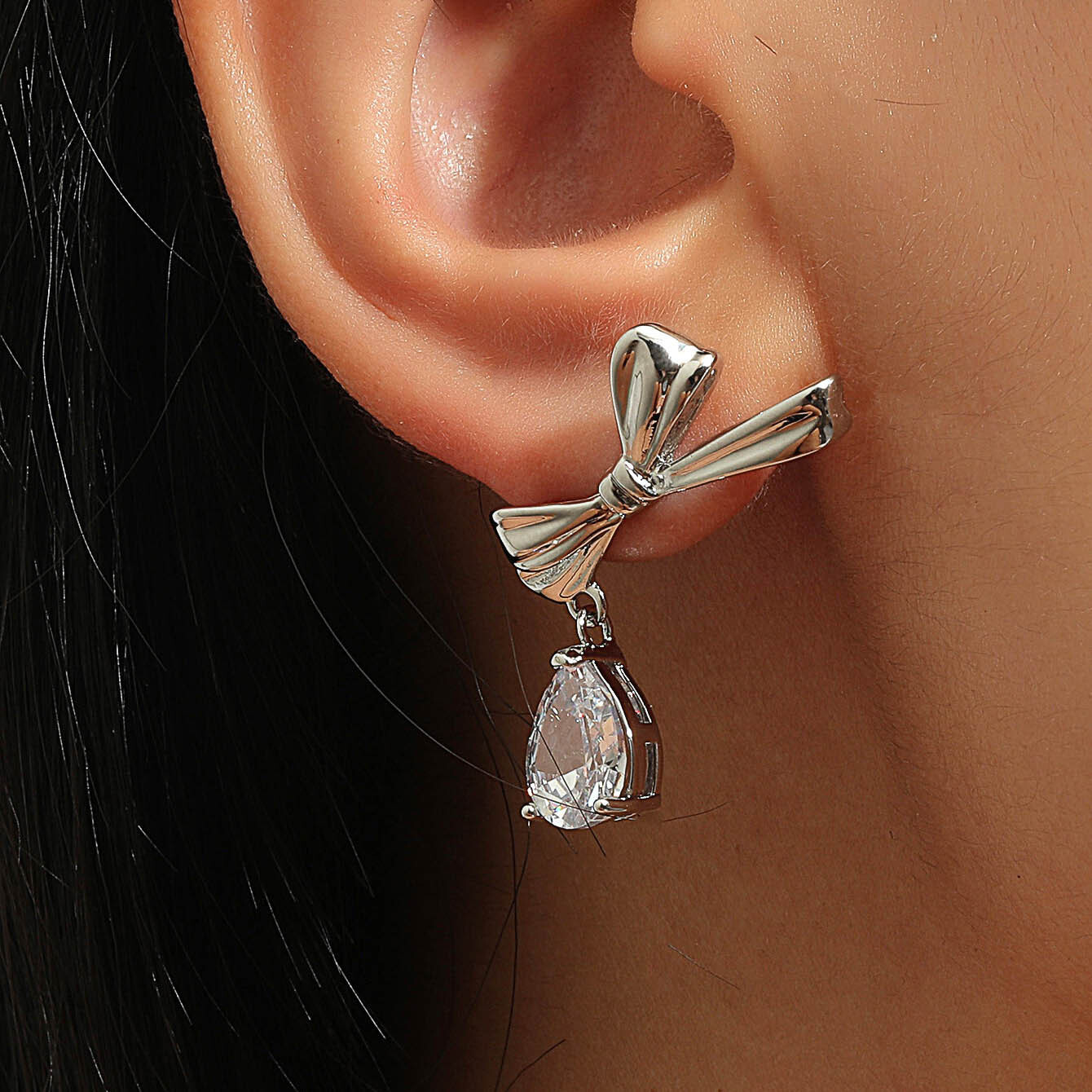 Bowknot Earrings For Women Summer Elegant Socialite High-End Co Sexy Style Studs