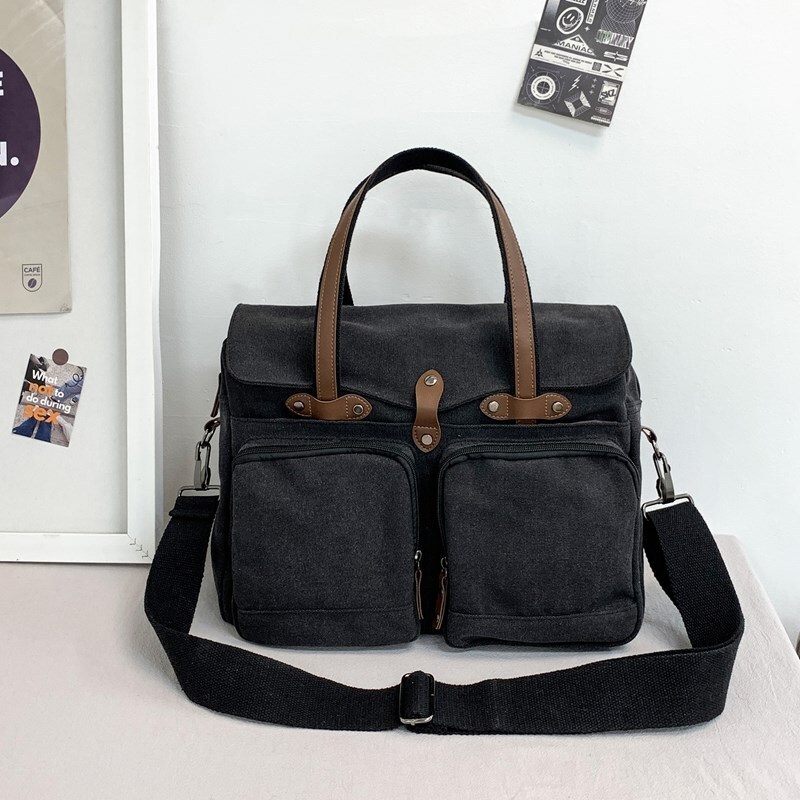 Free Shipping Designer Bag Canvas Bag Men's Business Luxury Bag Travel Briefcase European And American Retro Large Capacity Laptop Bag Shoulder C