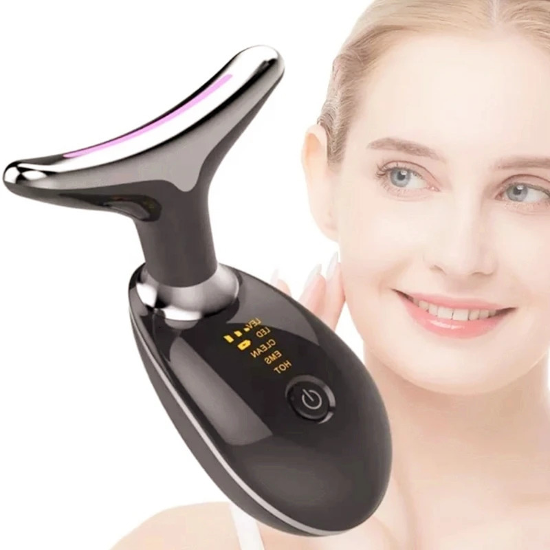 Rechargeable LED Tricolor Facial And Neck Massage Instrument Firming And Tightening Face And Neck Skin Beauty Skin Care Tool 250619