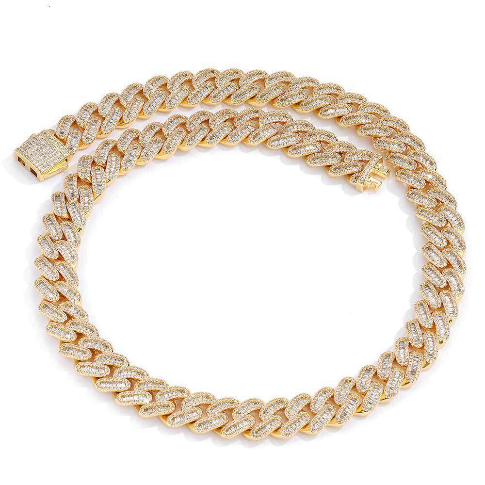 Hip Hop 12mm Spring Clasp Mixed Zircon Cuban Necklace Trendy Brand Personality Men's Bracelet Jewelry 16fe