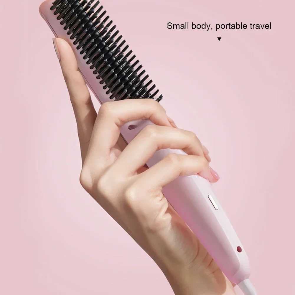 Wireless Straight Hair Comb Design Rechargeable Electric Comb Straightener Portable Negative Ion Non Damaging Hair Heating CombXJ250621