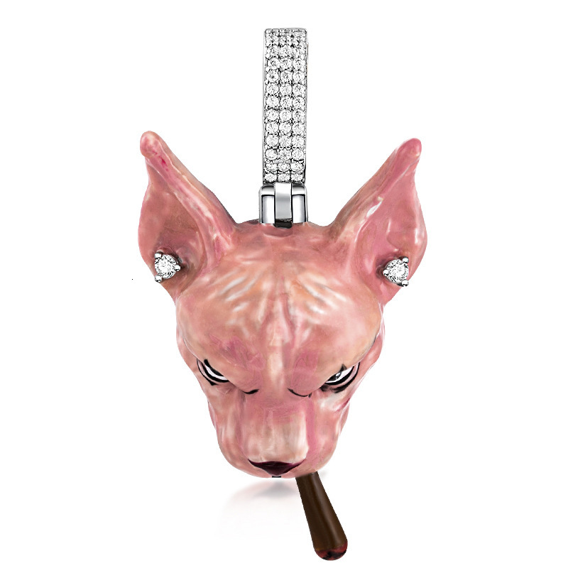 Luxury Designer Jewelry Brand Handmade Enamel Sphynx Cat Pendant Hip Hop Trendy Unique Versatile Necklace