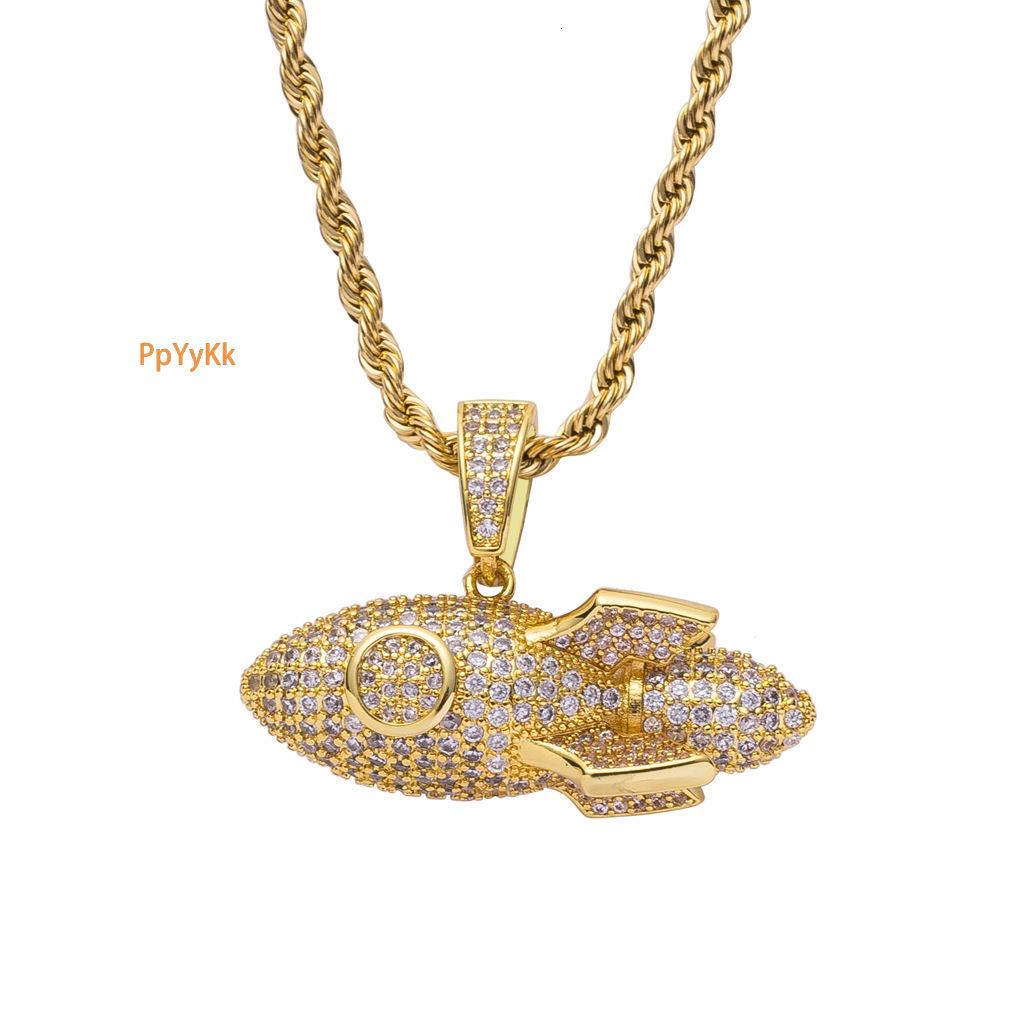 Moissanite Unique Hip Hop Necklace Rocket Pendant Iced Out Men Luxury Pendant Pass the diamond tester