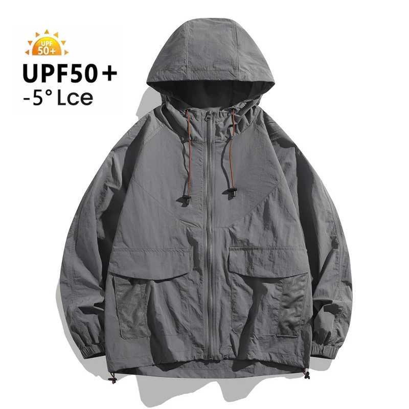 UPF50+ Anti-UV Summer Men Skin Jacket Coats Breathable Quick Dry Light Thin Sunscreen Windbreaker Hooded Trendy Hunting Clothes W250623