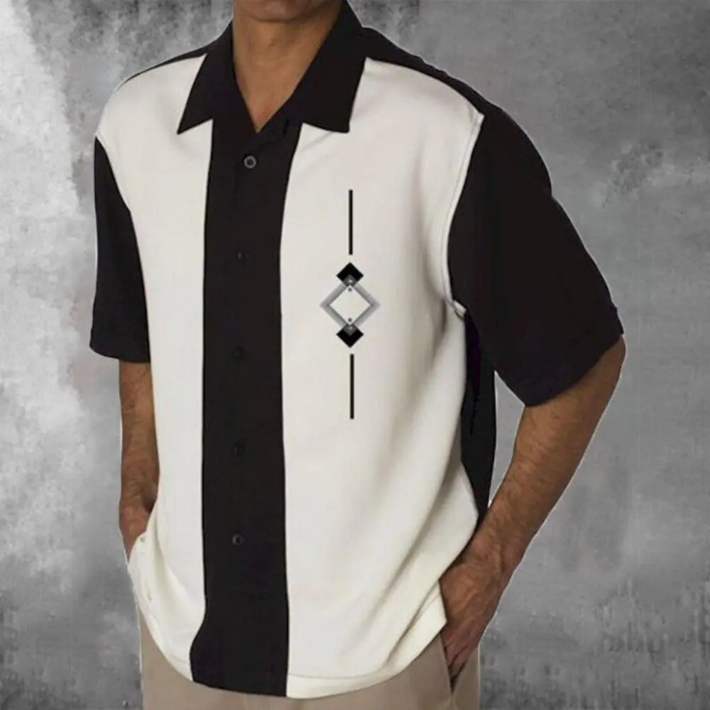 Men Casual Shirts Striped Short Sleeve Tops 3d Patchwork Graphic Clothing Daily Hawaiian Shirts For Mens Social Shirts 250618