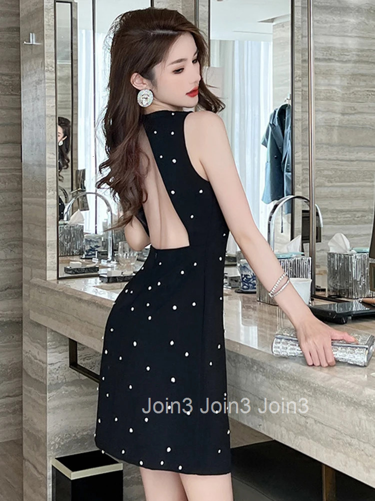 Fashion Summer Short Evening Dress Women Luxury Chic Black Sexy Sleeveless Backless Slim Mini Party Prom Birthday Mujer Vestidos