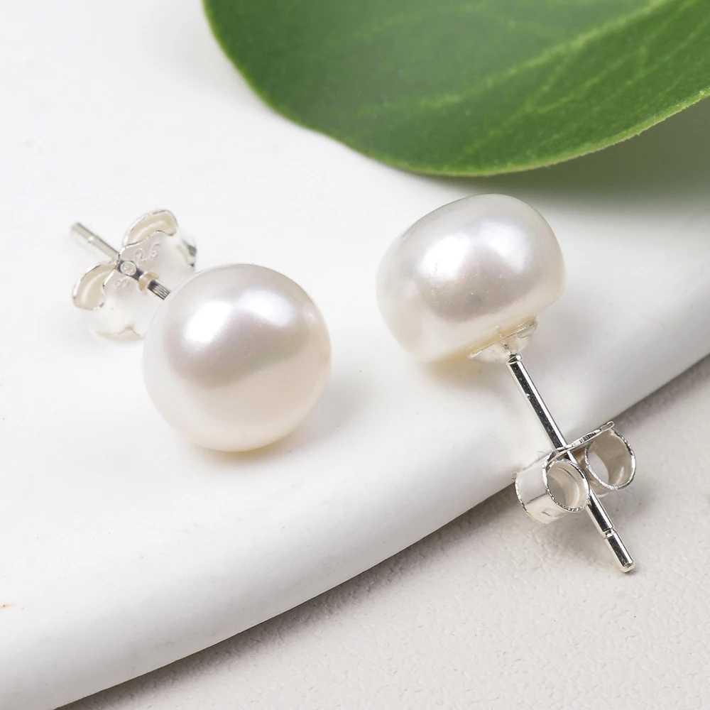 1 Pair of 6mm Elegant Handmade Pearl Earrings White Button Pearl Sterling Silver Stud Earrings For Women Suitable For Party GiftXJ250623