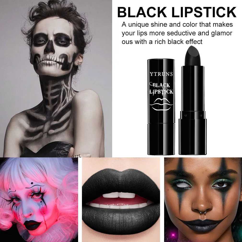 Matte black lipstick long-lasting waterproof no creases Gothic dark makeup party Halloween cosplay makeup XJ250623
