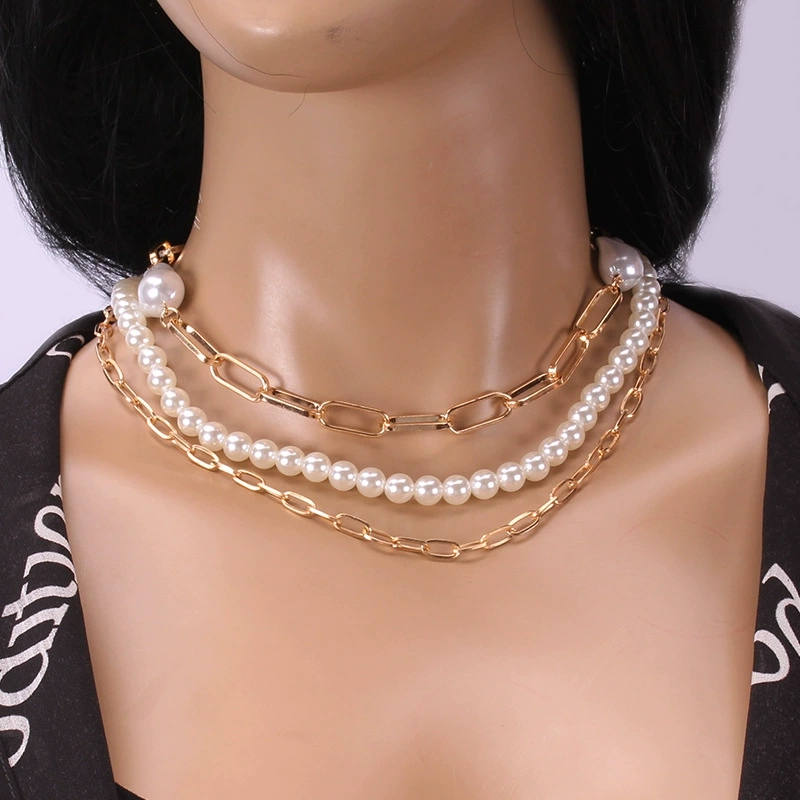 Elegant Retro-Inspired Multi-Faceted Horse Whipped Chain & Uniquely Shaped Pearl Jewelry