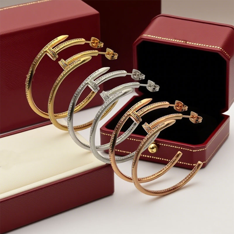 Women's 18k gold C-shaped earrings luxury brand crystal love earrings stainless steel designer jewelry for women