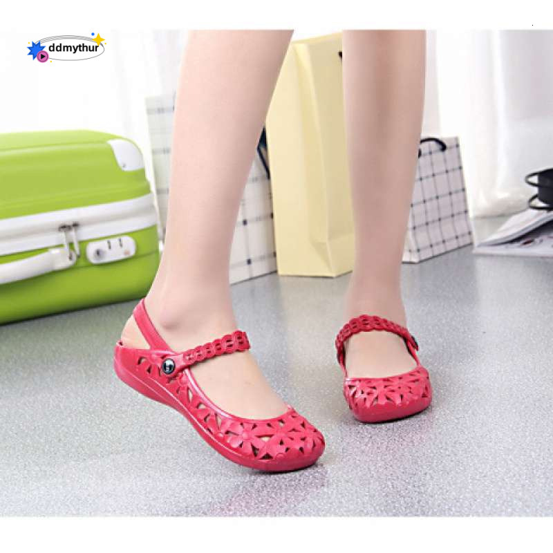 New Women's Sandals Plastic Hollow Soft Beach Shoes Flat Nurse Wedge Summer Clogs ddmythur