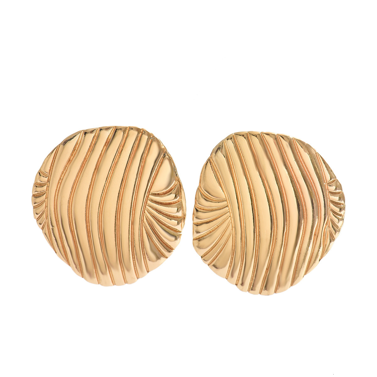 Geometric Light Style Women's Personality Wrinkle Line Design Alloy Stud Earrings Electroplated