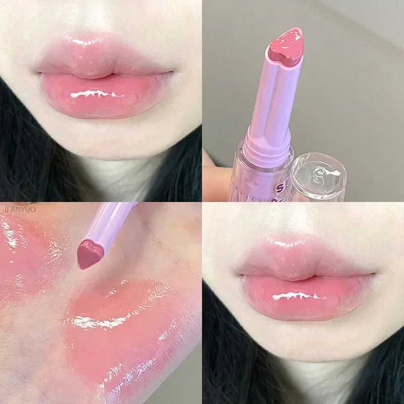 Watery Clear Lip Glaze Flower Love Jelly Mirror Lipstick Waterproof Non-stick Cup Moisturizing Lipstick Transparent Korean Makeup XJ250623