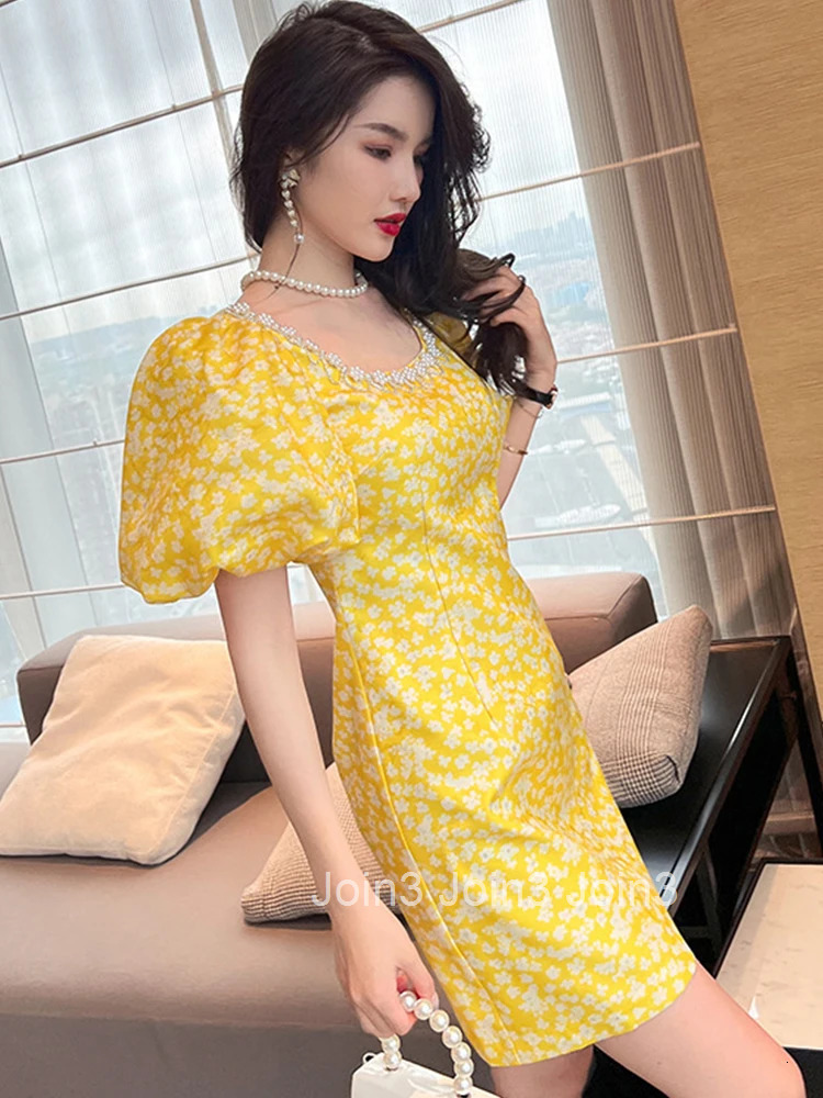 New Luxury Women Evening Dress Vintage Sweet Floral Square Collar Slim Mini Party Club Prom Birthday Femme Mujer Vestidos Fiesta