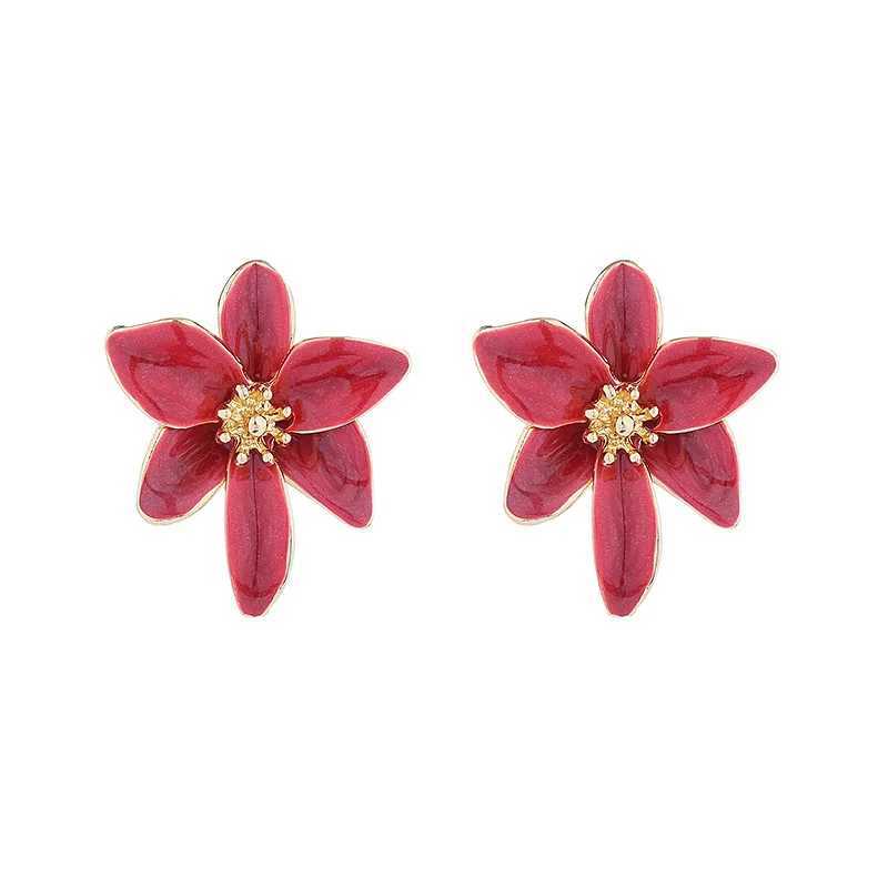 Metal Flower Drop Oil Glaze Stud Earrings for Women Girl French Ins Vintage 2024 Fashion Korean Wedding Romantic Jewelry Gifts XJ250623